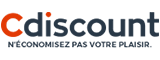 cdiscount logo avec le lettre c en rouge et discount en bleu avec un point sur le i en rouge